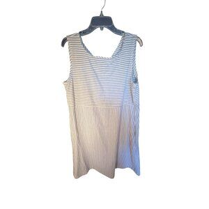 Eileen Fisher Sleeveless Striped Dress M Hemp‎ & Cotton Blend Blue/White